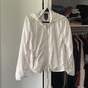 Nautica White Lightweight Hooded Windbreaker Jacket
